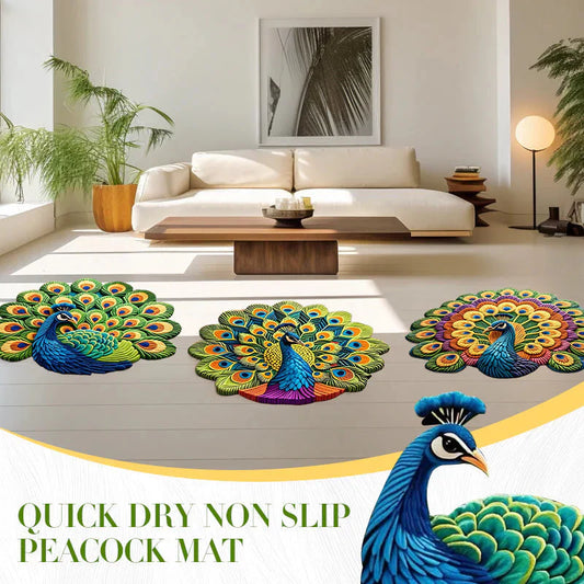 Imported 3D Peacock Mat Quick Dry Non Slip - Trending Item 🔥